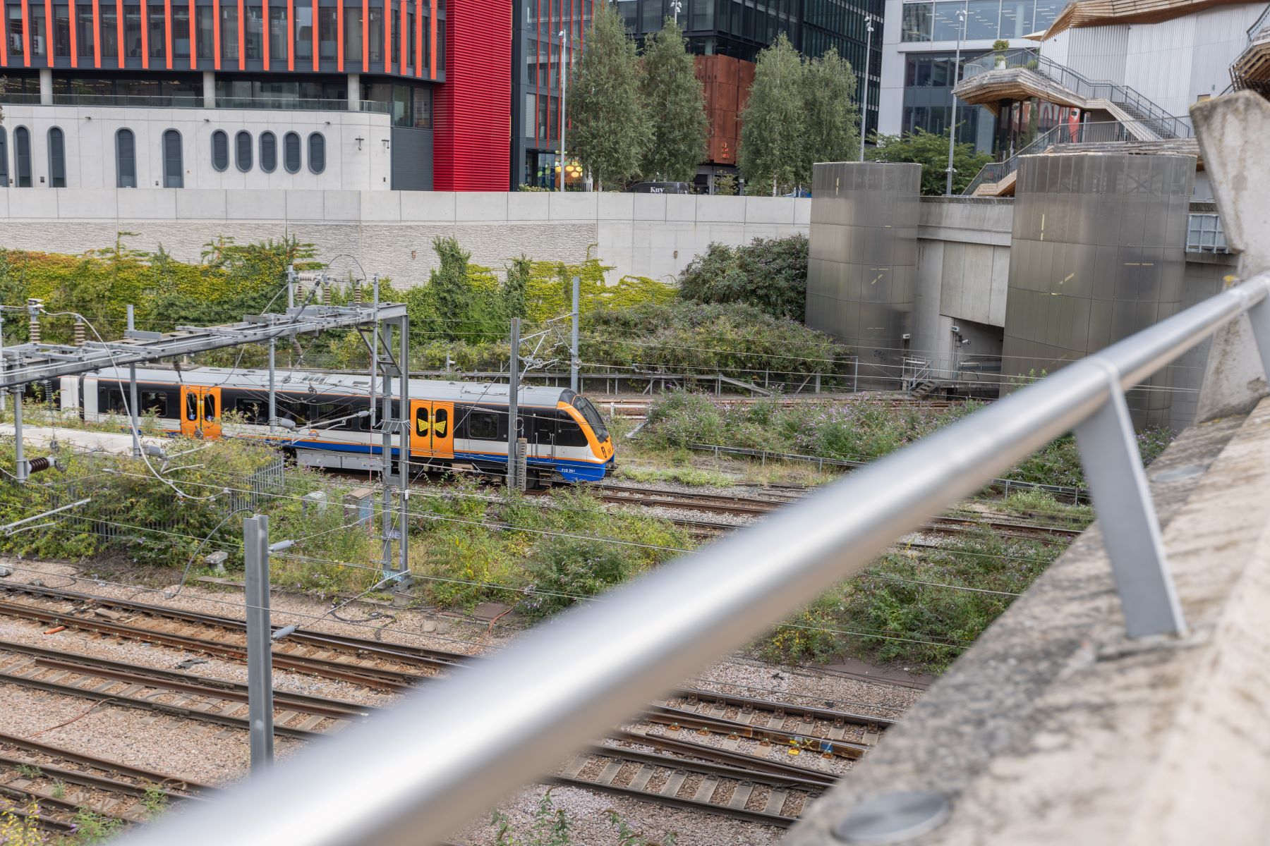 Train coming into Stratford Station, Newham