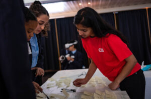 CGI staff talking to students